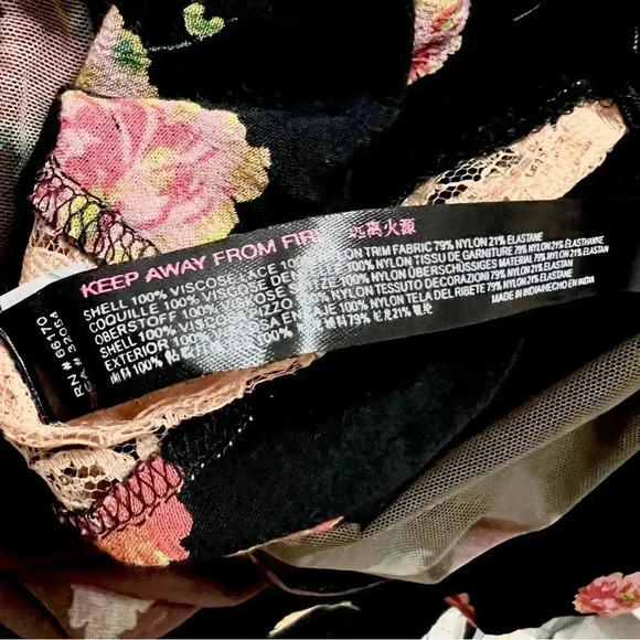 NWT Free People Intametly Poppy Printed Bodysuit Black Combo - Picture 7 of 12